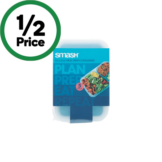 Smash Reusable Meal Prep Containers Pk 5