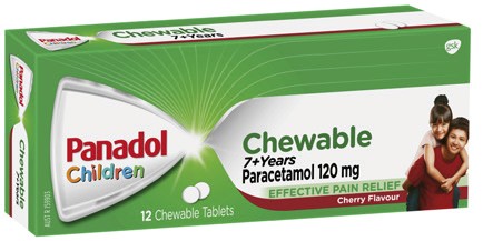 Panadol Children 7+ Years Chewable Paracetamol Tablets 12 Pack***