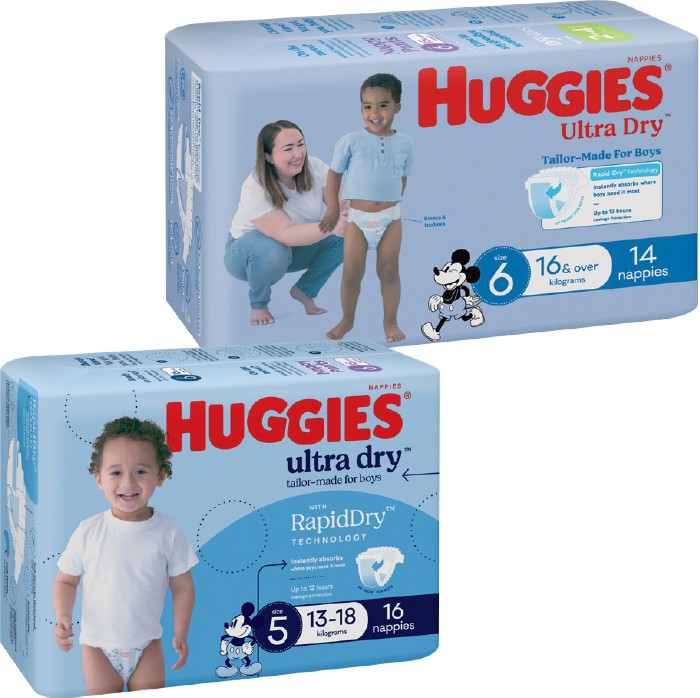 Huggies Ultra Dry Nappies 14-28 Pack Selected Varieties