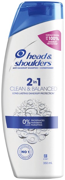 Head & Shoulders 2 in 1 Shampoo + Conditioner 350mL Selected Varieties