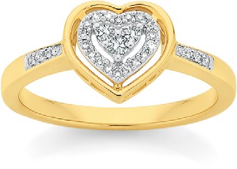 9ct Gold Diamond Heart Ring