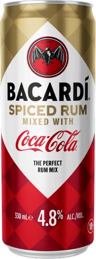 NEW Bacardi Spiced Rum and Coca Cola 330mL Can