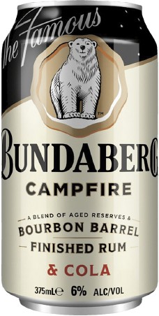 Bundaberg Campfire Bourbon Barrel Finished Rum & Cola 6% Cans 10x375mL