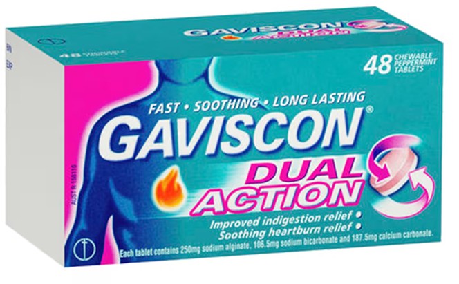 Gaviscon Dual Action Peppermint Chewable Tablets 48 Pack