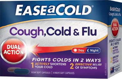 Ease a Cold Cough, Cold & Flu Dual Action Day & Night Soft Capsules 24 Pack*