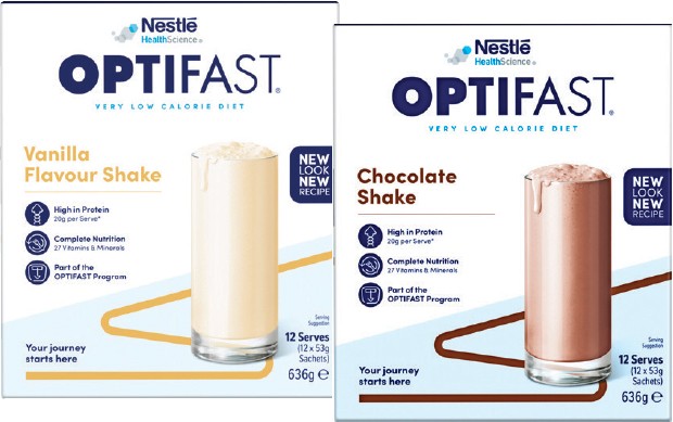 Optifast Vanilla or Chocolate Shakes 12 x 53g Sachets