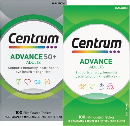 Centrum Advance 50+ Adults or Advance Adults 100 Tablets