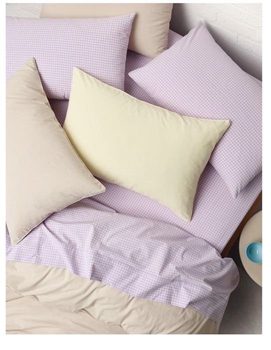 Vue Stonewashed Cotton Sheet Set# in Lilac Gingham