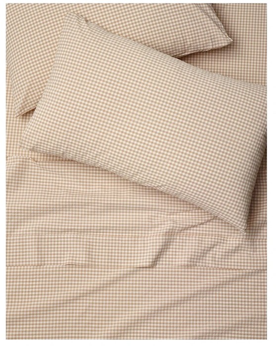 Vue Stonewashed Cotton Sheet Set# in Soft Caramel Gingham