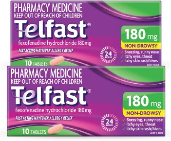 Telfast Hayfever Allergy Relief 180mg 10 Tablets