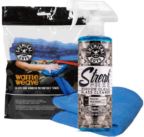 Chemical Guys Streak Free Glass Cleaner 473ml & Glass and Window Towel