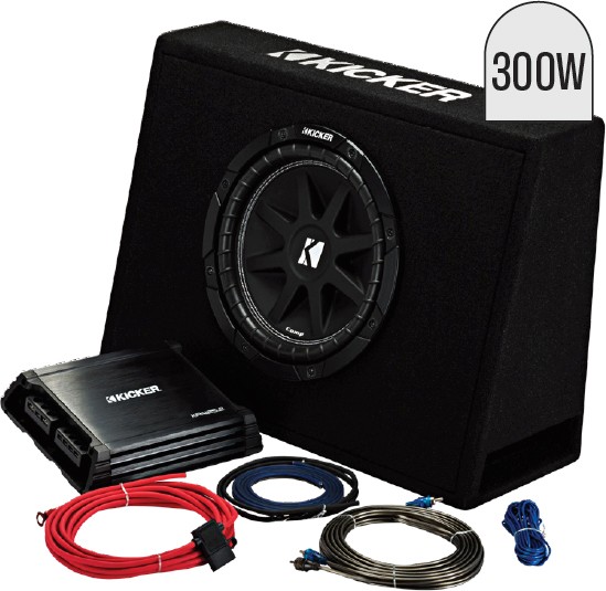 Kicker 10” Subwoofer in Slim Enclosure Plus Amplifier & Wiring Kit
