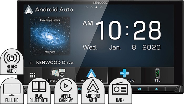 Kenwood 6.8” HD AV Head Unit Apple Carplay & Android Auto DAB+