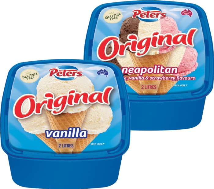 Peters Original Ice Cream 2 Litre Selected Varieties