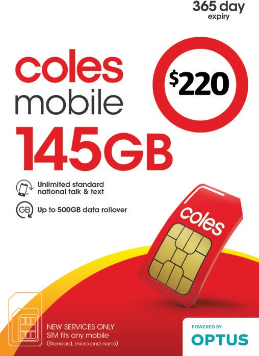 Coles Mobile $220 Prepaid SIM