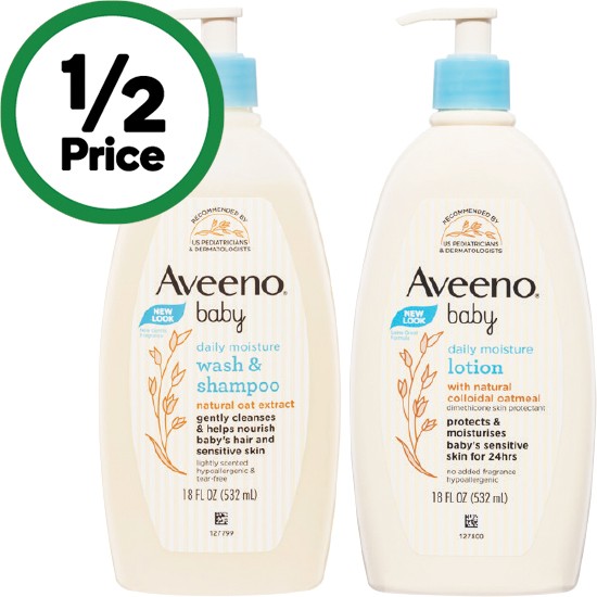 Aveeno Baby Wash & Shampoo or Lotion 532ml