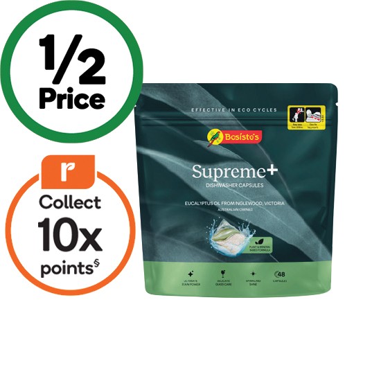 Bosisto’s Supreme Plus Dishwasher Tablets Pk 48