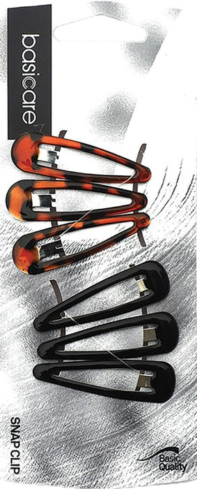 Basicare Snap Clips Shell & Black 6 Pack