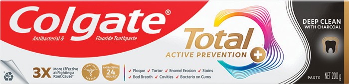 Colgate Total Active Prevention+ Toothpaste Deep Clean with Charcoal 200g*
