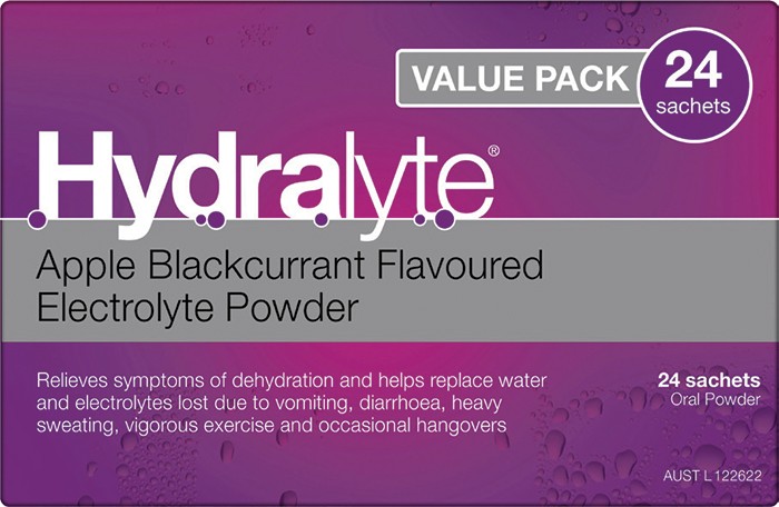 Hydralyte Apple Blackcurrant Flavoured Powder 24 Sachets*