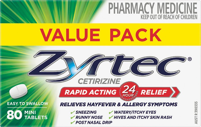Zyrtec 10mg 80 Tablets*