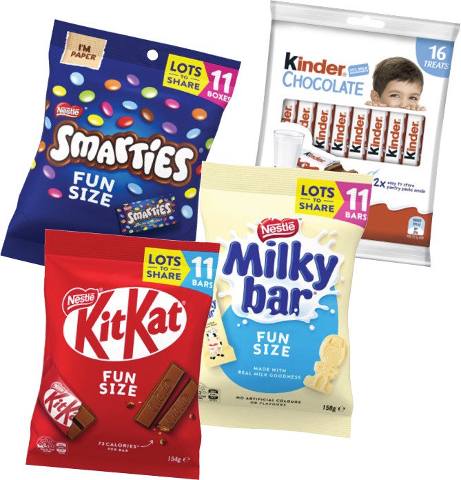 Nestlé Chocolate Fun Size 127g-158g or Kinder Chocolate 16 Treat Share Bag 200g