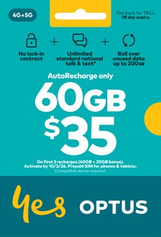 Optus $35 AutoRecharge Prepaid SIM