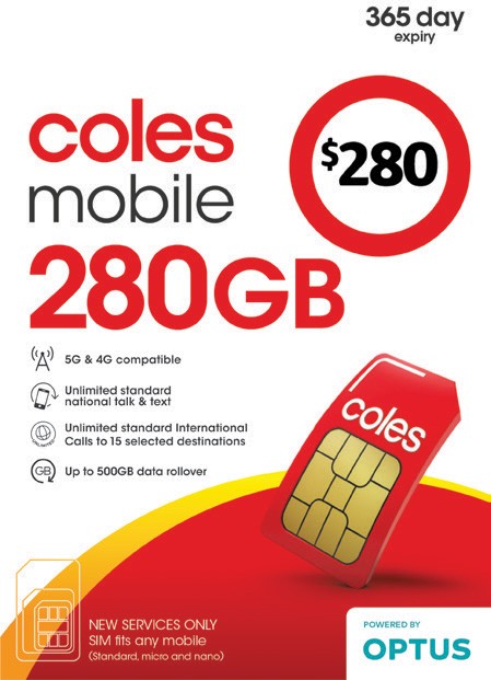 Coles Mobile $280 Prepaid SIM