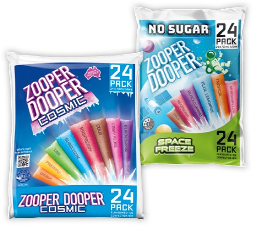 Zooper Dooper Ice Tubes 24 Pack Selected Varieties