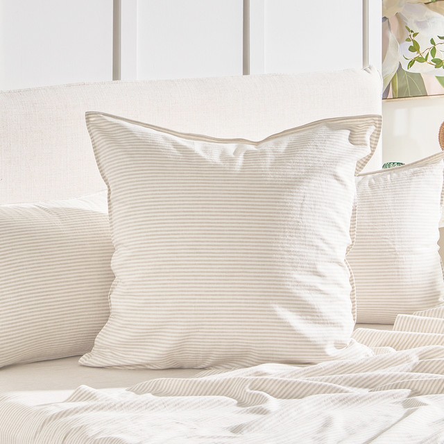 Striped Linen Cotton European Pillowcase by Habitat