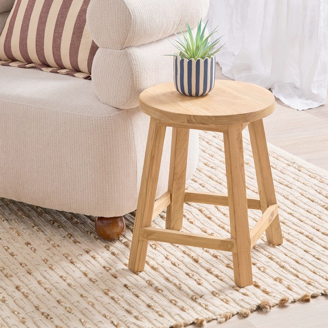 Ward Recycled Teak Round Stool by M.U.S.E.