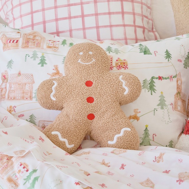 Gingerbread Sherpa Christmas Cushion by Pillow Talk