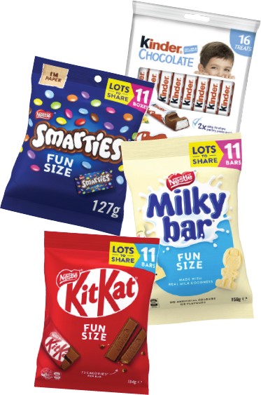 Nestlé Chocolate Fun Size 127g-158g or Kinder Chocolate 16 Treat Share Bag 200g
