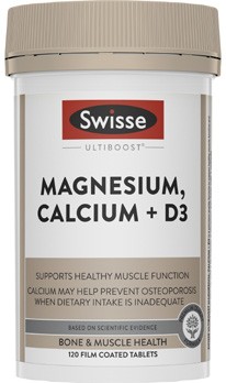 Swisse Ultiboost Magnesium, Calcium + D3 Tablets 120 Pack