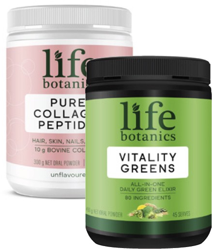 Life Botanics Vitality Greens Powder 450g or Pure Collagen Peptides Powder 300g