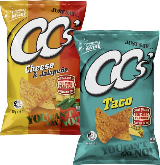NEW CC's Taco or Cheese & Jalapeno Corn Chips 175g