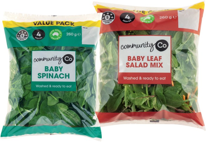 Community Co Baby Spinach Big Bag or Baby Leaf Salad Mix 260g