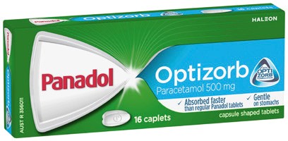Panadol Optizorb Paracetamol 500mg Caplets 16 Pack**