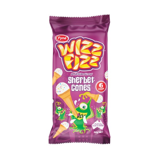 Wizz Fizz Sherbet Cones 84g Pk 6