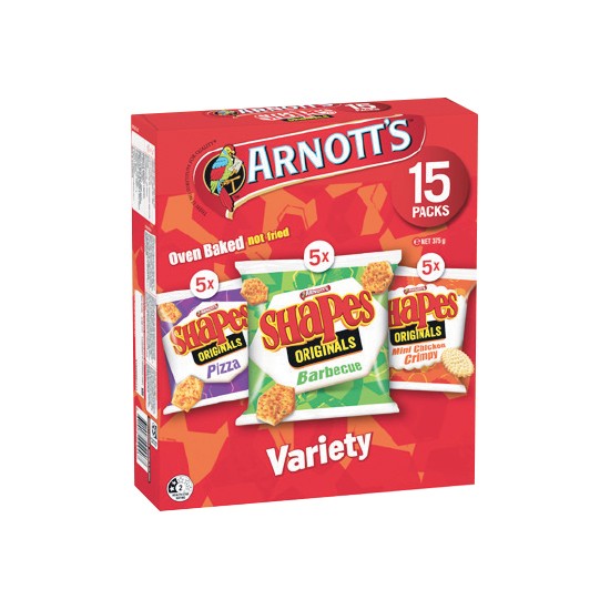Arnott’s Shapes Multipack Variety 375g Pk 15