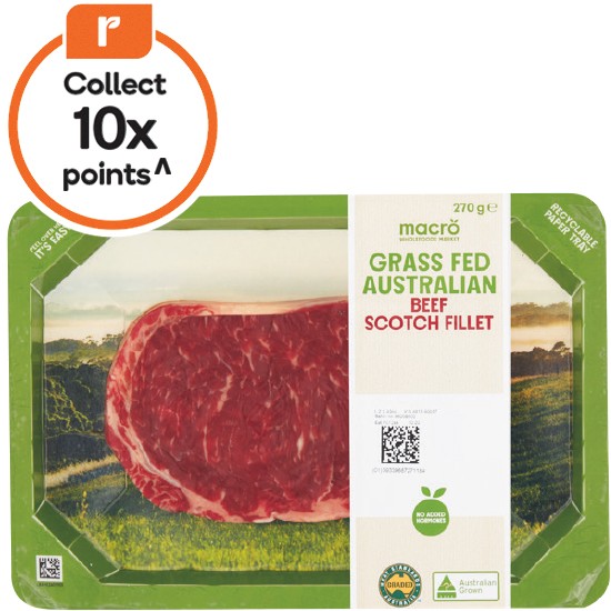 Macro Australian Grass Fed Beef Scotch Fillet 270g