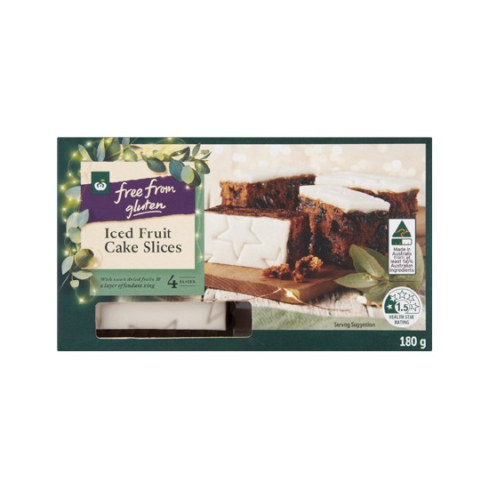 Woolworths Free From Gluten Iced Fruit Cake Pk 4