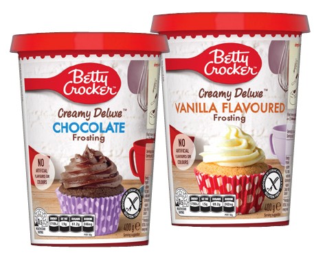 Betty Crocker Creamy Deluxe Frosting 400g or Gluten Free Devil’s Food Cake Mix 540g Selected Varieties