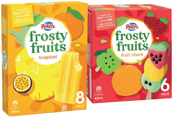 Peters Frosty Fruits 8 Pack or Fruit Stack 6 Pack Selected Varieties