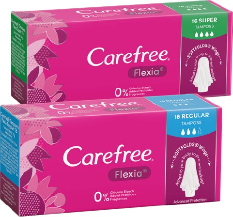 Carefree Flexia Regular or Super Tampons 16 Pack*