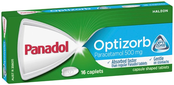Panadol Optizorb Paracetamol 500mg Caplets 16 Pack*
