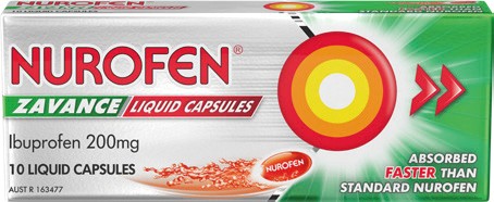 Nurofen Zavance Ibuprofen 200mg Liquid Capsules 10 Pack*