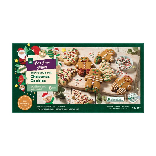 Woolworths Free From Gluten Create Your Own Christmas Cookies Kit Pk 8
