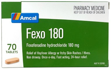 Amcal Fexo 180mg Hayfever Allergy Relief 70 Tablets