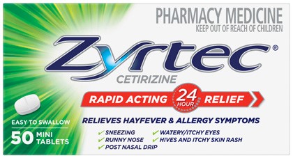 Zyrtec Hayfever & Allergy Relief 50 Mini Tablets